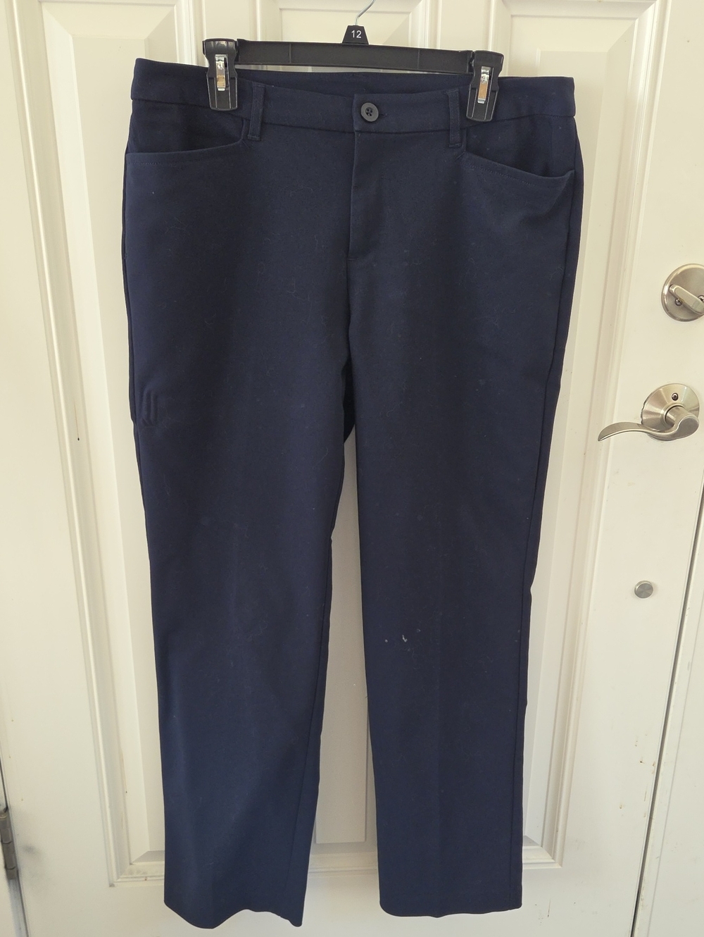 Christopher & Banks Navy Blue Flat-front Stretch Trousers Size 12